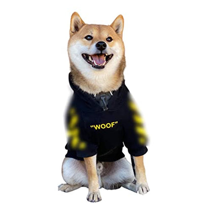ChoChoCho Stylish Dog Hoodie Dog Clothes Streetwear Cotton Sweatshirt Fashion Outfit for Dogs Cats Puppy Small Medium Large (5XL, Yellow) - color: Woof-Yellow, size: 5XL (Chest: 32.3''-36.6'' / Suggest: 89-139 lbs)