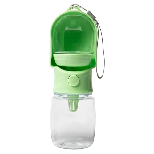 Leak Proof Portable Dog Water Bottle with Bowl – Travel Pet Water Dispenser for Walking & Hiking – Food Grade Plastic – Choose from 3 Colors (Green, 320 ml) - color: Green, size: 320 ml