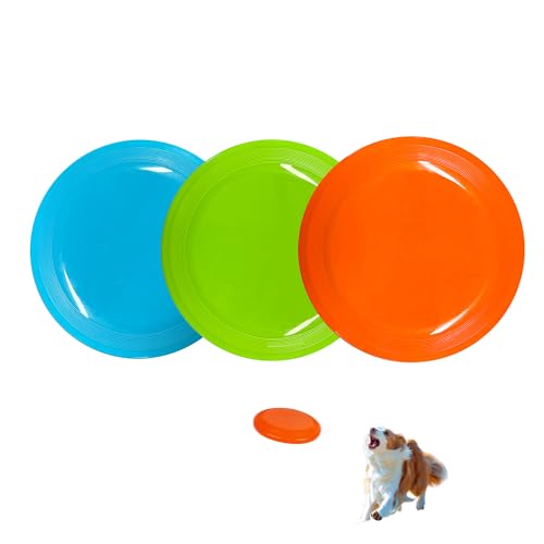 Dog Flying Disc, 3 Pack Dog Frisbee Toy Gift Set for Medium & Large Dogs, Floating Frisbee for Water Pool Beach, Lightweight Soft Frisbee for Fetch, Tug of War, Catch, 8.5 inch（Orange, Green and Blue） - color: Orange, Green & Blue