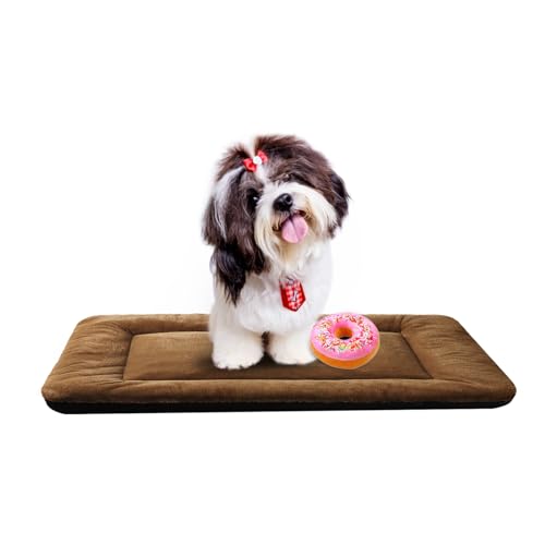 Dog Beds Crate Pad for Small Dogs Ultra Soft Dog Crate Bed Washable & Anti-Slip Kennel Pad for Dogs Cozy Sleeping Mat,Brown 24inch - color: brown, size: 24.0"L x 18.0"W x 1.0"Th