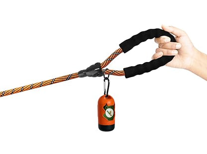 Homapet. Westalee Rope Dog Leash 6 Ft with Comfortable Padded Handle Reflective Threads with Poop Bag Dispenser for Large Dogs (Orange-Black 6FT-1/2)