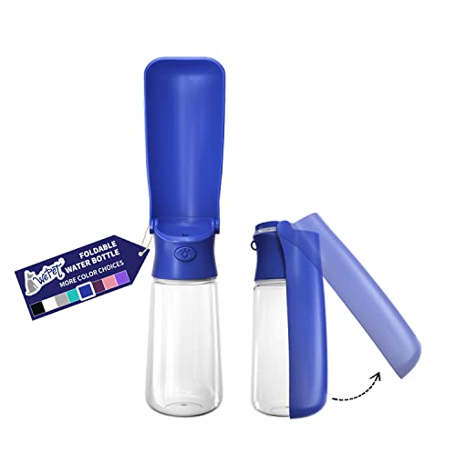 WePet Foldable Portable Dog Water Bottle Puppy Water Dispenser with Drinking Feeder, 19 OZ, High-Temperature Resistant Leak Proof for Pets Outdoor Walking, Hiking, Travel, Food Grade Plastic BPA Free - color: #06 Navy Blue, size: 19 oz