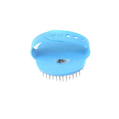 Emours Dog Grooming Brush, Pet Shampoo Bath Brush Soothing Massage Rubber Comb with Adjustable Ring Handle for Long Short Haired Dogs and Cats - color: Blue