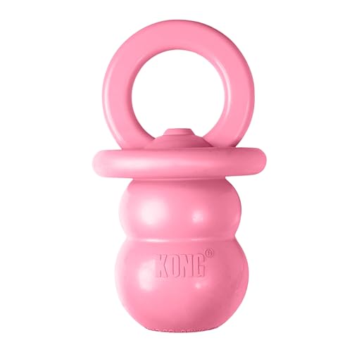 KONG Puppy Binkie - Pacifier Dog Toy for Puppies - Stuffable Treat Chew Toy for Treats - Durable Natural Rubber for Teething Puppy - for Small Puppies - Pink - color: pink, size: Small (Pack of 1)
