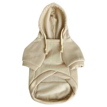 Jecikelon Dog Hoodies for Small Dogs with Zipper Pocket, Soft Fleece Puppy Clothes with Rope Hat, Warm Winter Outfits Cold Weather Coats, Cute Sweatshirt Chihuahua Costume (Beige, Large) - color: Beige, size: Large