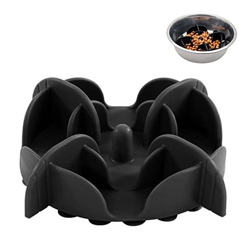 Jaoul Slow Feeder Dog Bowls Insert for Large Breed, 7 Inch Cuttable Slow Feeder Insert with 32 Octopus Suction Cups for Medium Large Size Dog Food Bowl (X-Large, Black) - color: Black, size: Cuttable(X-Large)
