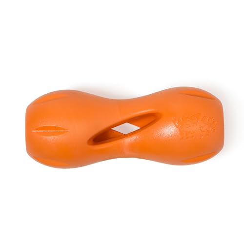 WEST PAW Qwizl Durable Zogoflex Dog Puzzle Toy for Mental Stimulation, and Enrichment - Treat Dispensing for Bully Sticks and Dental Sticks - Dishwasher Safe - Made in USA - Large - Tangerine - color: Tangerine, size: Large