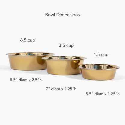 Hiddin Double Elevated Dog Bowl Stand for Medium or Large Dogs, All Breeds, Smoke Grey Acrylic 12 Inch Raised Dog Bowl Stand with Two Gold Bowls for Food and Water - 6.5 Cups Each Dish