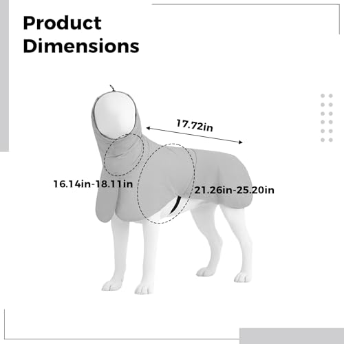 Dog Rain Jacket, Gray, for Medium-Sized Dogs, M Size Back 17.7 in, Polyester Lightweight Pet Rain Gear, Outdoor Windproof Sun Blocking