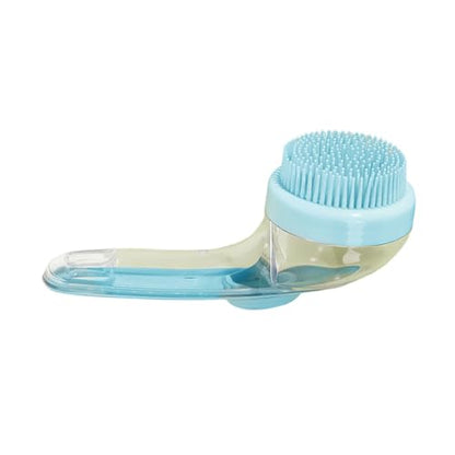 Pet Bathing Brush Soft Silicone Bristles Massager Shower Bathing with Shampoo Dispenser Dogs Cats Grooming Tool Brushes for Dogs Soft Silicone Shampoo Massage Dispenser Grooming - color: Blue