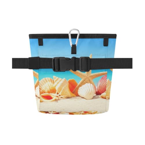 Beach Water-Resistant Dog Treat Pouch, 3 Ways to Wear Treat Bag with Magnetic Closure & Reflective Strip, Hands-Free for Pet Training, Walking