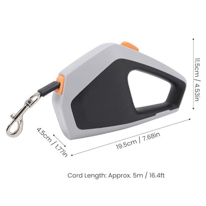Yosoo Health Gear Retractable Dog Leash, 5m Nylon Rope Pet Leash with One Handed Brake, Pause, Lock for Outdoor Walking and Training (Grey Black) - color: Grey Black