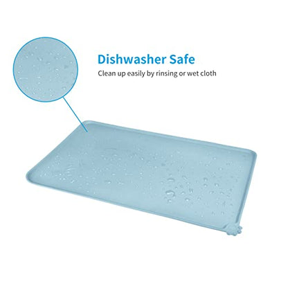 AUDWUD Silicone Waterproof Pet Feeding Mats,Anti Slip Bowl Pad,Dog Mat for Food and Water - color: Battleship, size: 18.5" x 11.5"