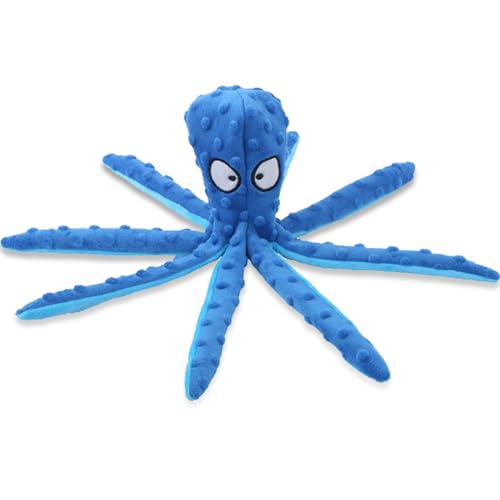 Octopus Dog Toy, Stuffing Free Octopus Dog Toy, Squeaky & Crinkle Plush for Aggressive Chewers Dogs, for Interactive Play, Teething & Anxiety Relief (Blue) - color: blue