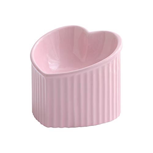 Pink Ceramic Raised Cat Bowls, Tilted Elevated Food or Water Bowls, Stress Free, Backflow Prevention, Dishwasher and Microwave Safe, Lead & Cadmium Free - color: Pink