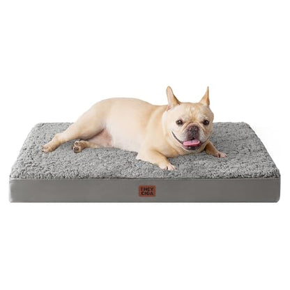 EHEYCIGA Orthopedic Foam Dog Bed, Medium, 30"L x 20"W x 3.5"Th, Light Grey - color: Light Grey, size: 30*20*3.5 inches