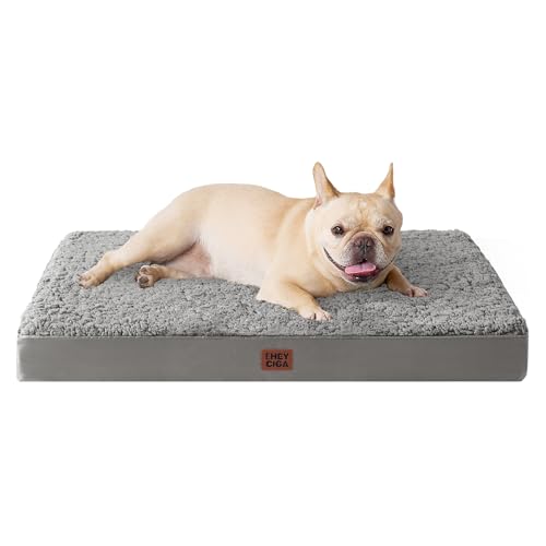 EHEYCIGA Orthopedic Foam Dog Bed, Medium, 30"L x 20"W x 3.5"Th, Light Grey - color: Light Grey, size: 30*20*3.5 inches