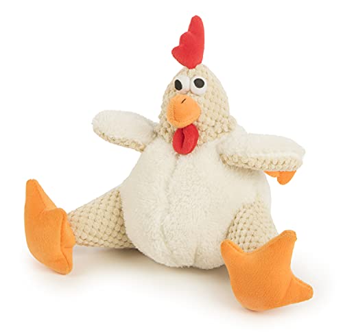 goDog Checkers Fat Rooster Squeaky Plush Dog Toy, Chew Guard Technology - White, Large - color: Fat Rooster (White), size: Large