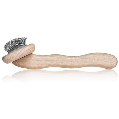Chris Christensen Mark II Slicker Brush for Dogs, 12mm Pins, Groom Like a Pro, Handcrafted Lightweight Beechwood Ergonomic Handle, Stainless Steel Pins, A5II Small. Made in Germany. - size: Mark II Small