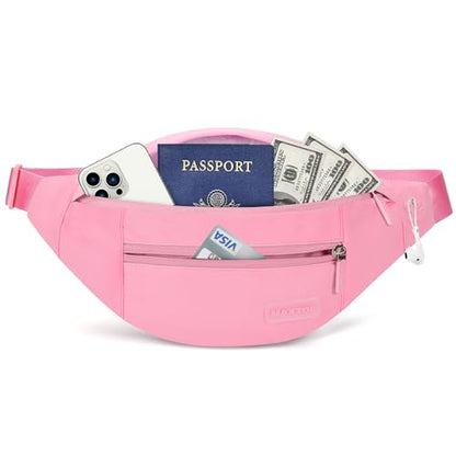 MAXTOP Large Crossbody Fanny Pack with 4-Zipper Pockets,Gifts for Enjoy Sports Festival Workout Traveling Running Casual Hands-Free Wallets Waist Pack Phone Bag Carrying All Phones - color: Hot Pink, style: Large Fanny Pack(4 Zipper Pockets)