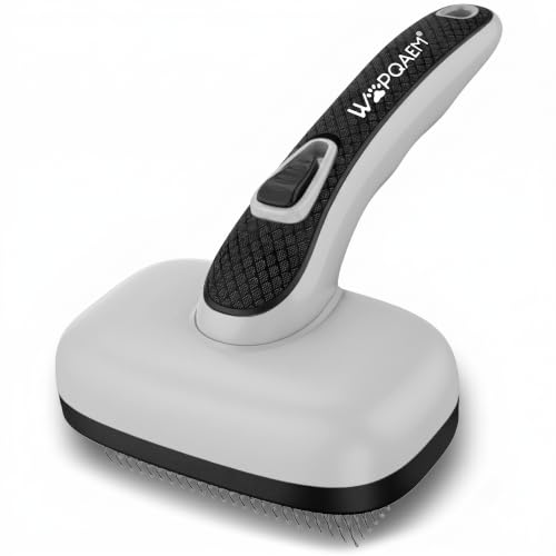 Self Cleaning Slicker Brush for Dog and Cat Deshedding, Grey | Shedding Brush for Dogs & Cats, One-Click Retractable Bristles for Easy Cleaning Flying Hair at Home - color: Grey 1 PCS
