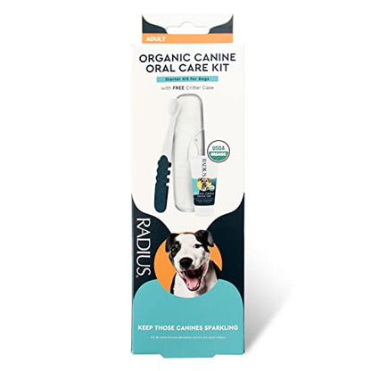 RADIUS Canine Oral Care Kit, Includes 1 Pet Toothbrush, 1 Critter Case, and 0.8 oz Canine Pet Toothpaste, Firm Bristle & Non Toxic Toothpaste for Dogs - style: Adult - Pack of 1