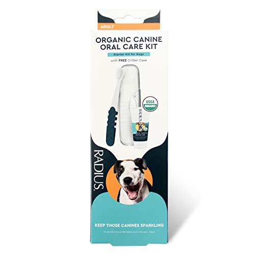 RADIUS Canine Oral Care Kit, Includes 1 Pet Toothbrush, 1 Critter Case, and 0.8 oz Canine Pet Toothpaste, Firm Bristle & Non Toxic Toothpaste for Dogs - style: Adult - Pack of 1