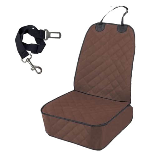 ZIMISI Dog Car Seat Cover, Waterproof & Scratch Proof Car Seat Protector with Side Flaps, Nonslip Front Car Seat Covers with Safety Belt, Universal Dog Mat for Cars, SUVs, Trucks (Coffee) - color: Coffee