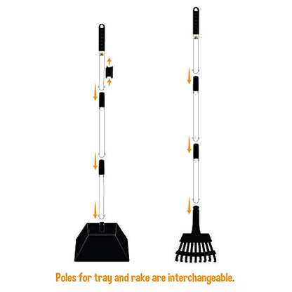 Bodhi Dog Pooper Scooper for Small to Large Dogs - Heavy Duty Metal Long Handle Tray & Rake Poop Scoop - Durable, Rust-Resistant, Great for Grass, Streets, Gravel & Outdoor Cleanups - size: Large