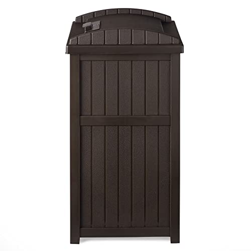Suncast Trash Hideaway Outdoor Patio 33 Gal Garbage Waste Trash Can Bin (4 Pack) - color: Java Brown, size: 4 Pack