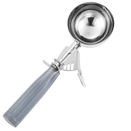 Saebye Portion Scoop - #8 (4 oz) - Disher, Large Ice Cream Scoop with Trigger, Cookie Scoop, Food Scoop, Muffin Scoop - Portion Control - 18/8 Stainless Steel, Grey Handle - size: #8/ 4 oz