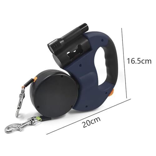 Dual Retractable Dog Leash, Bring A Flashlight and A Stool Bag Holder， 360° Tangle-Free Pet Walker， for 2 Dogs One-Hand Brake for Small Medium Pets(Red) - color: Red