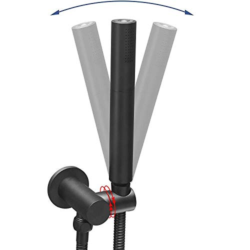 Black Shower Wand Brass Handheld Shower 7 Inch High Pressure Hand Held Shower Head High Flow Sprayer, 2 In 1 Function with 59 inch Hose, Bracket - color: Matte Black