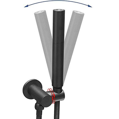 Black Shower Wand Brass Handheld Shower 7 Inch High Pressure Hand Held Shower Head High Flow Sprayer, 2 In 1 Function with 59 inch Hose, Bracket - color: Matte Black