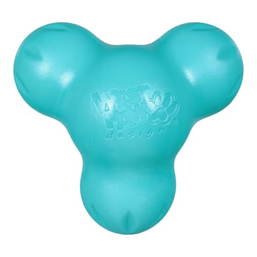 WEST PAW Zogoflex Tux Treat Dispensing Dog Chew Toy – Interactive Chewing Toy for Dogs – Dog Games for Aggressive Chewers, Fetch, Catch – Holds Kibble, Treats, Small 4", Teal - color: Teal, size: Small