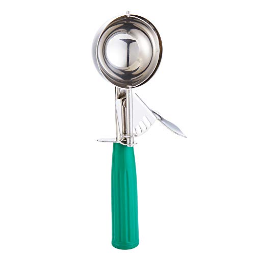 Saebye 2.7 OZ Scoop - #12 (1/3 Cup) - Disher, Ice Cream Soop, Cookie Scoop - Portion Control - 18/8 Stainless Steel, Green Handle, For Cookie, Ice Cream, Meatball, Muffin, Cupcake, Vegetable Salad - size: #12/ 2.7 oz