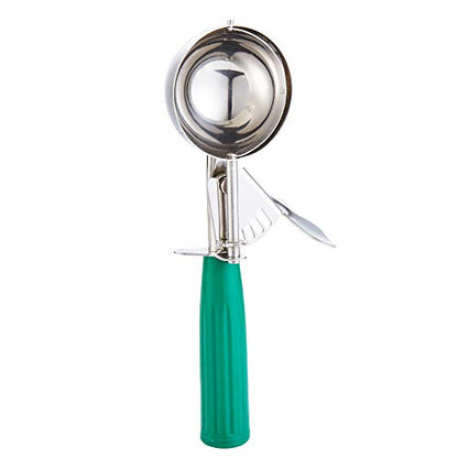 Saebye 2.7 OZ Scoop - #12 (1/3 Cup) - Disher, Ice Cream Soop, Cookie Scoop - Portion Control - 18/8 Stainless Steel, Green Handle, For Cookie, Ice Cream, Meatball, Muffin, Cupcake, Vegetable Salad - size: #12/ 2.7 oz