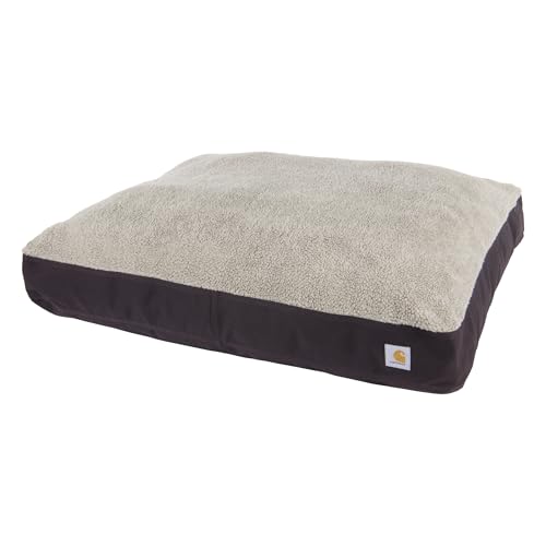 Carhartt Durable Canvas Pet Bed, Water Resistant Firm Duck Dog Bed, Deep Wine (Sherpa Top), Large - color: Deep Wine (Sherpa Top), size: Large
