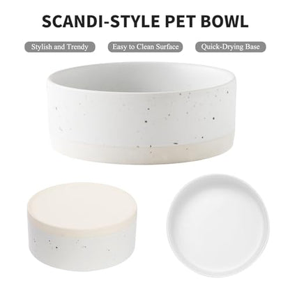 Oslo Ceramic Dog Bowl - 6'' Dog Food Water Bowl for Medium and Large Dogs, Heavy Duty Non-Slip Dog Dish, Modern Scandi-Style Stoneware Pet Feeder Bowl, Dishwasher Safe (30Oz, White) - size: 6 inch