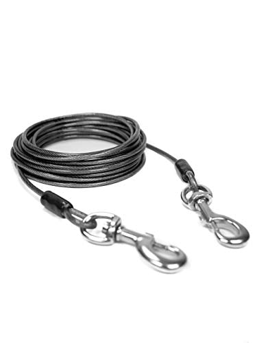 Mighty Paw Dog Tie Out Cable - Perfect for Large Or Small Dogs - Provides an Off-Leash Feel with Total Control - Strong Braided Steel Cable for Ultimate Durability - Weather Proof - Rust Protected