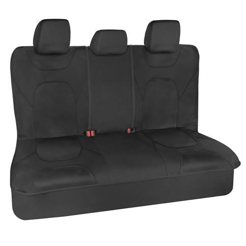 Motor Trend AquaShield Waterproof Black Rear Split Bench Seat Covers for Trucks Rear Seat Cover Only - Black Car Seat Covers, Back Seat Covers Only - Durable Neoprene Spill Resistant for Kids & Dogs - color: Black Rear Seat, size: Back Seat Cover