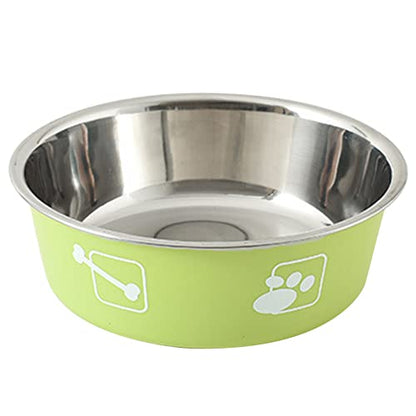 Dogs Bowl Stainless Steel Bowl Pet Bowl Anti Slip Dog Bowl Feeding Bowl Dog Water Bowl Pet Feeding Bowl Portable - color: Green, size: 18cm