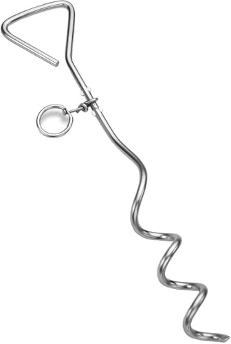 Metal Tie-Out Stake - Durable 16" Ground Stakes for Outside, Yard and Camping, Corkscrew Arrowhead Design with Tangle-Free 360 Swivel Hook - Water Resistant Pet Restraint Tool (Metal Tie-Out Stake) - style: Metal Tie-Out Stake
