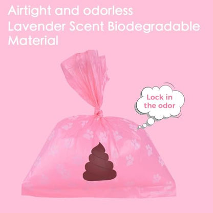Poop Bags Rolls 256 Count - 9x13 Inches Pink Thickened Leakproof Lavender scent Poo Bags for Dogs, Eco-Friendly Pet Waste Bags for Walking, Home, Travel