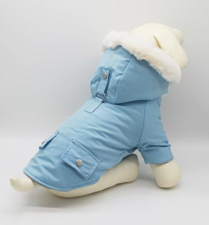 Pet Warm Dog Coat for Winter Cold Weather Clothes Hooded Dog Jacket Small Puppies Medium Large Dog Cat Clothes Insulated Padded Snow Parka - Alexander (Baby Blue, Large) - color: Light Blue, size: Large