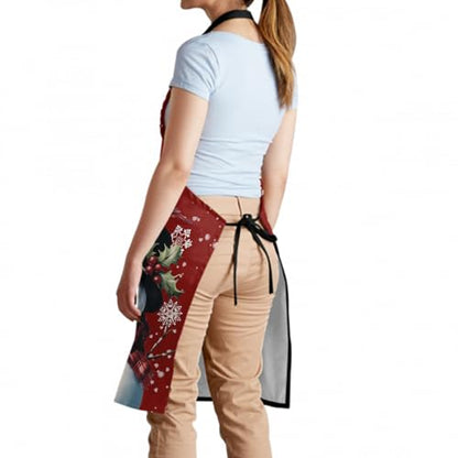 Sweetshow Cute Dog Apron with 2 Pockets and Adjustable Neck Waterproof Kitchen Cooking Dog Grooming Aprons for Women Men - color: Snowman