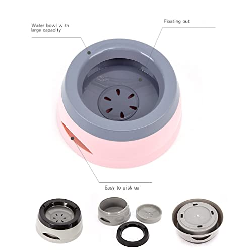 Love Dream No Spill Dog Water Bowl, No Drip Dog Slow Water Feeder No Slip Vehicle Carried Pet Water Dispenser 25 oz with Floating Disk Slow Drinking Bowl for Dogs Cats (Pink) - color: Pink