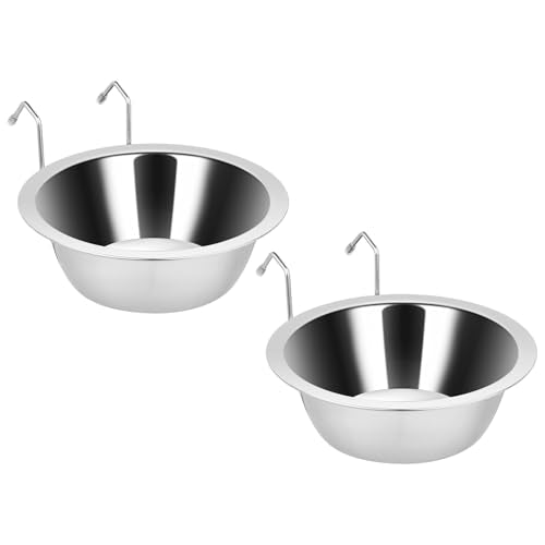 Fri4Free 2PCS Kennel Water Bowl Hanging, Stainless Steel Puppy Bowls for Small Dog Cage, Kennel, Crate, Catio Accessories, Dog Crate Water Bowl Dish Feeder Food Holder No Spill (20oz/2.5cups) - size: 20oz