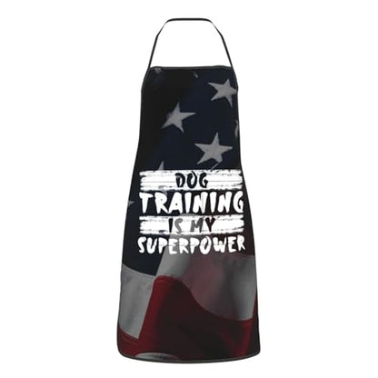 Dog Training is My Superpower Apron for cooking with Pockets Women Men Kitchen Chef Funny Aprons