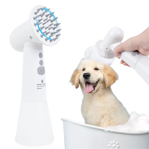 Electric Rotating Massage Dog Shampoo Spray Dispenser with Foam Brush [2026 Upgraded Version] Dual-core Electric pet Bath Brush | 2-Speed Variable Frequency SPA × Double Bubbles